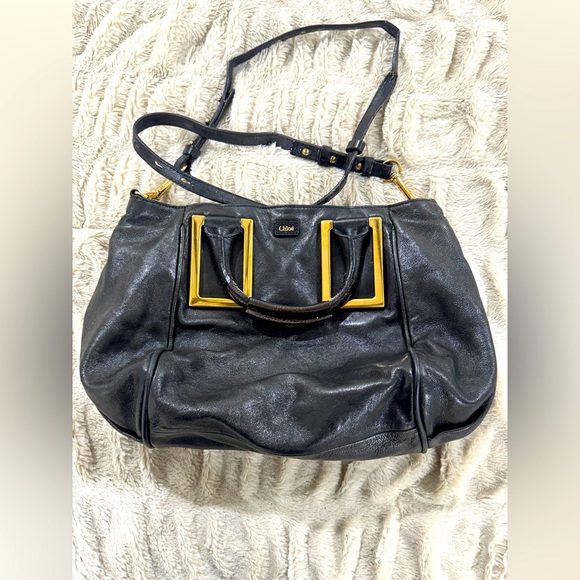 Chloe Handbags - Authentic Chloé Ethel Black Leather Handbag with Gold Hardware